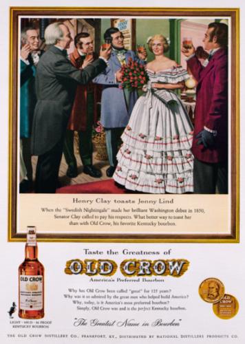 Werbung Old Crow Bourbon Whiskey „Henry Clay toasts Jenny Lind“ © fgm