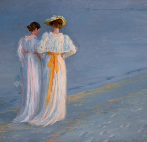 Peder Severin Kryer, Anna Ancher und Marie Kryer am Strand von Skagen, 1893, l auf Leinwand, Museum Kunst der Westkste, Alkersum Fhr, Dauerleihgabe Collection Broere Charitable Foundation